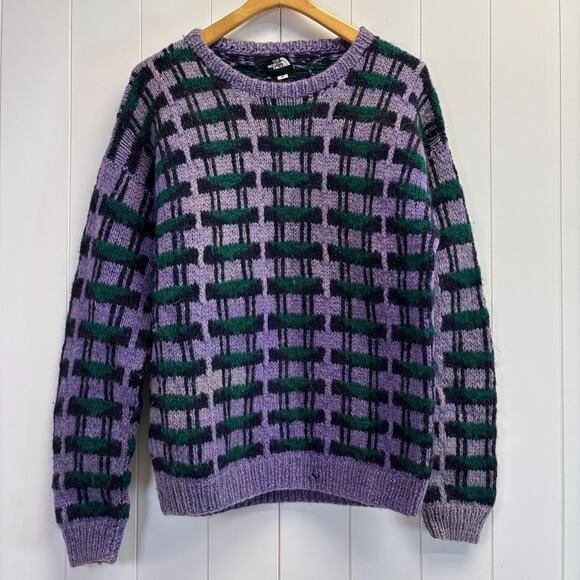 Vintage The North Face Mens Streetwear Cozy Wool Plaid Sweater Size M Purple - Picture 1 of 9